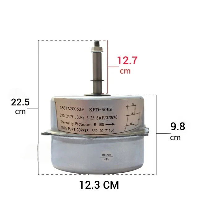 موتور فن کولر گازی مدل KFD-60K6 مناسب برای انواع کولر گازی 102059598